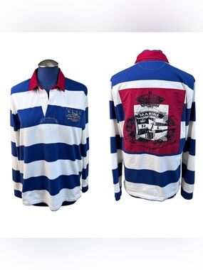 Vintage Polo Ralph Lauren Nautical Marine Rugby Shirt Size Large Slim Fit